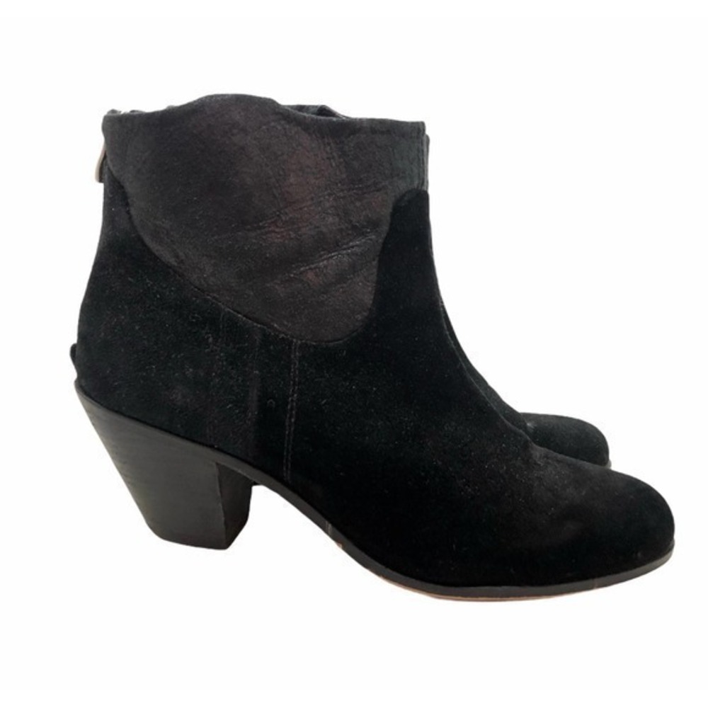 BCBG generation black stacked heel booties leather
